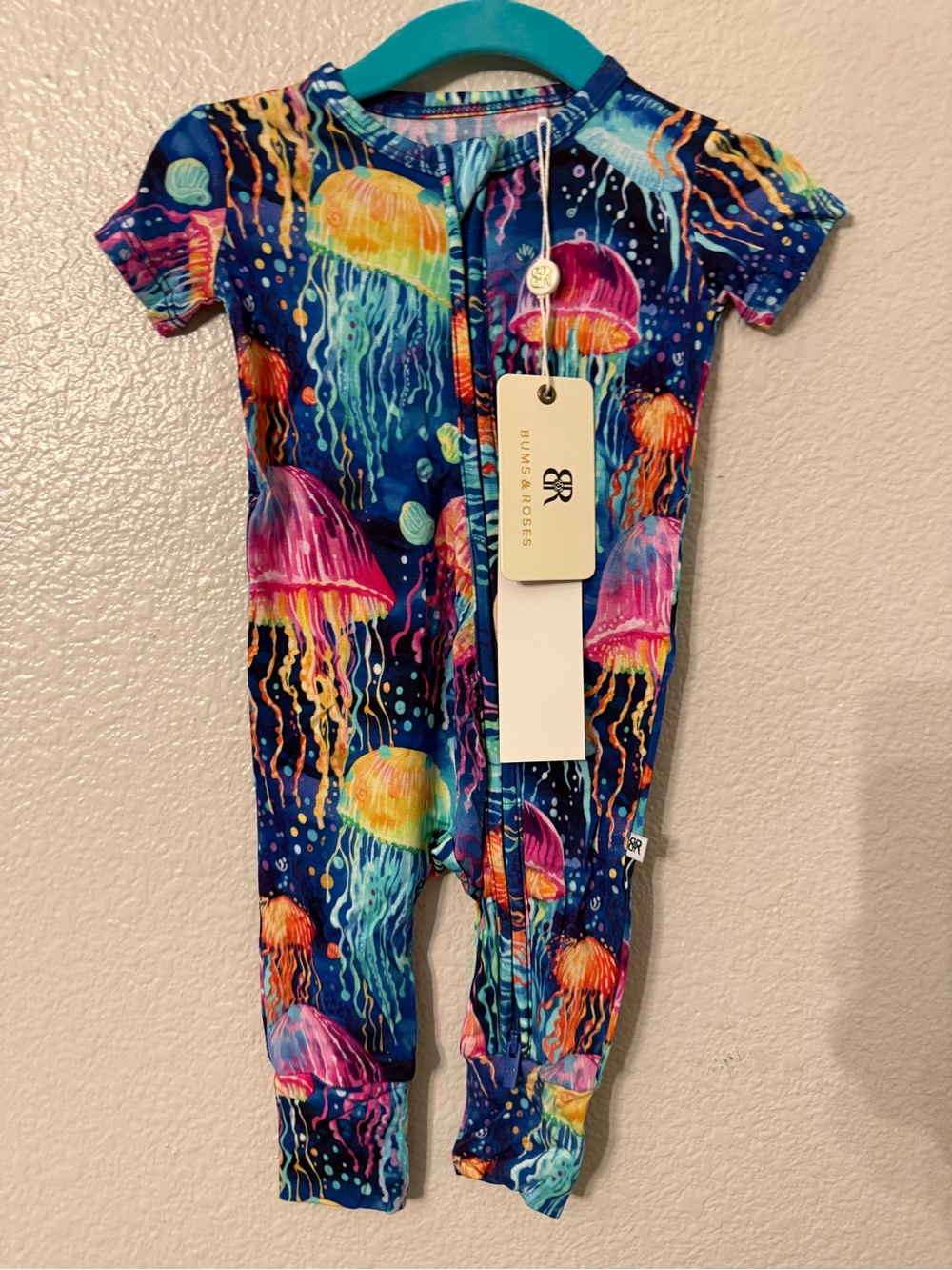 Bums and roses Kids Jellyfish Print One-Piece Romper in Navy